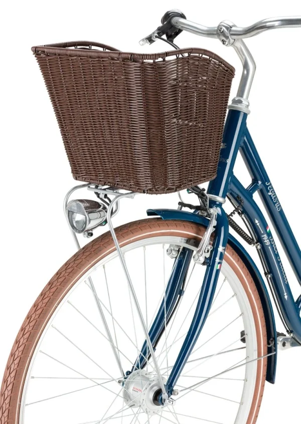 Pegasus Bici Italia 1949 Vorderrad-Korb Rattan Dunkelbraun Incl Gep.Träger Silber 1